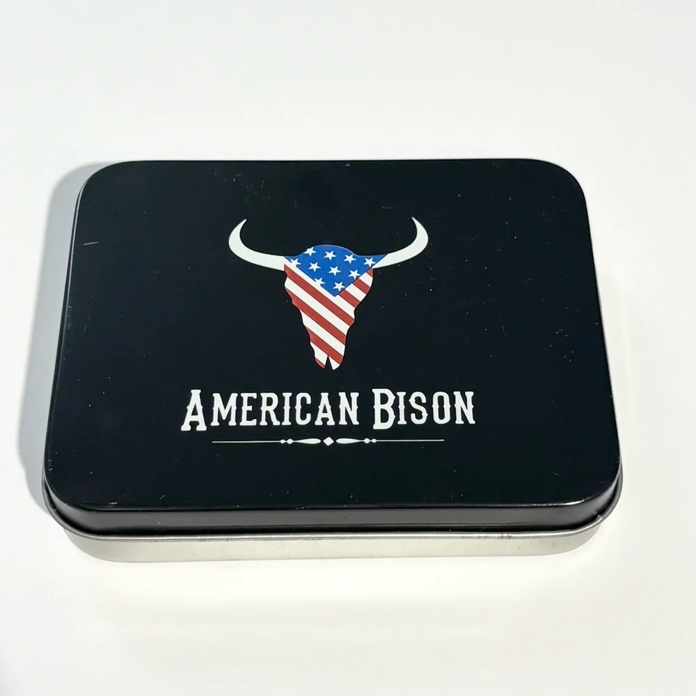 American Bison Men's Bifold Brown Leather Wallet New In Box